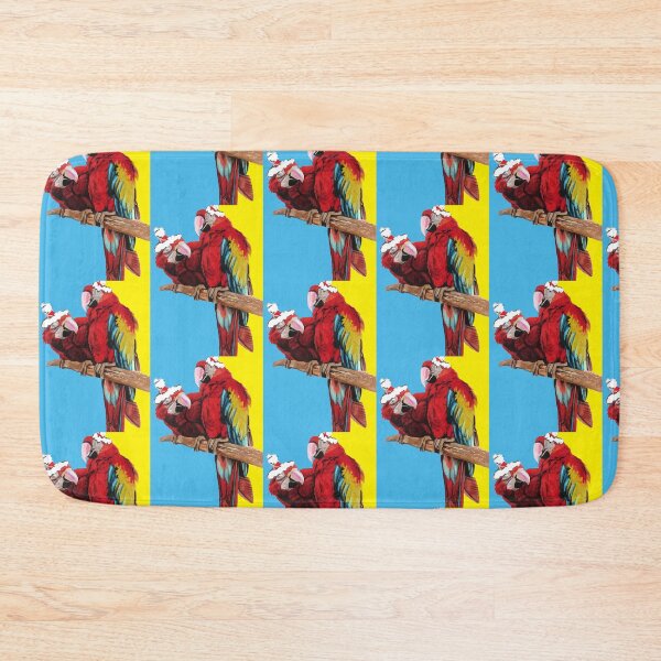 Item preview, Christmas Macaw - Here Comes Santa Macaws! - on Blue and Yellow designed and sold by Sarah  Rajkotwala.