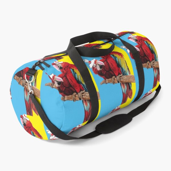 Item preview, Christmas Macaw - Here Comes Santa Macaws! - on Blue and Yellow designed and sold by Sarah  Rajkotwala.