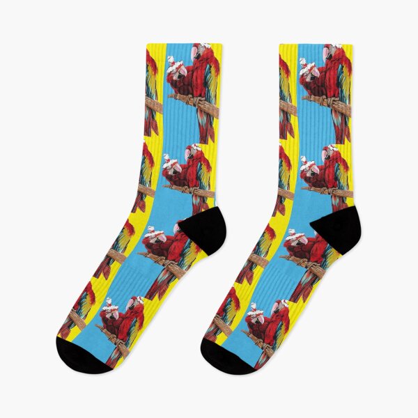 Item preview, Christmas Macaw - Here Comes Santa Macaws! - on Blue and Yellow designed and sold by Sarah  Rajkotwala.