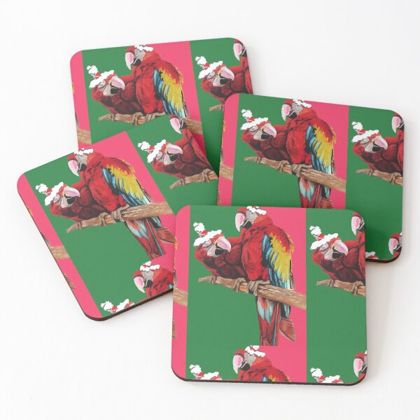 Item preview, Christmas Macaw - Here Comes Santa Macaws! - on Red and Green designed and sold by Sarah  Rajkotwala.