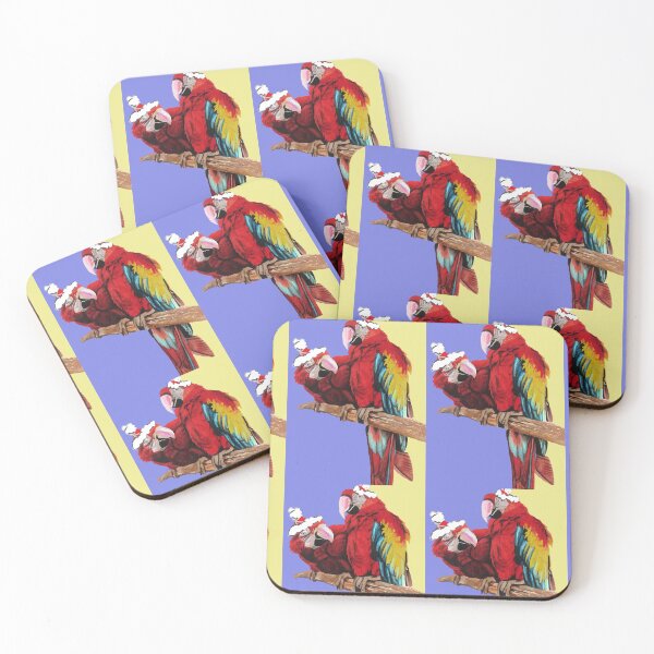 Item preview, Christmas Macaw - Here Comes Santa Macaws! - on Purple and Yellow designed and sold by Sarah  Rajkotwala.