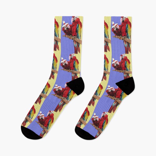 Item preview, Christmas Macaw - Here Comes Santa Macaws! - on Purple and Yellow designed and sold by Sarah  Rajkotwala.