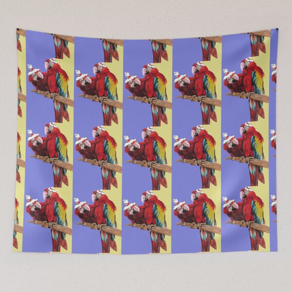 Item preview, Christmas Macaw - Here Comes Santa Macaws! - on Purple and Yellow designed and sold by Sarah  Rajkotwala.