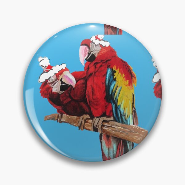 Item preview, Christmas Macaw - Here Comes Santa Macaws! - on Blue designed and sold by Sarah  Rajkotwala.