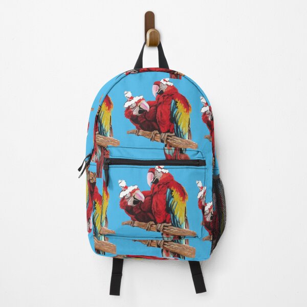 Item preview, Christmas Macaw - Here Comes Santa Macaws! - on Blue designed and sold by Sarah Rajkotwala.