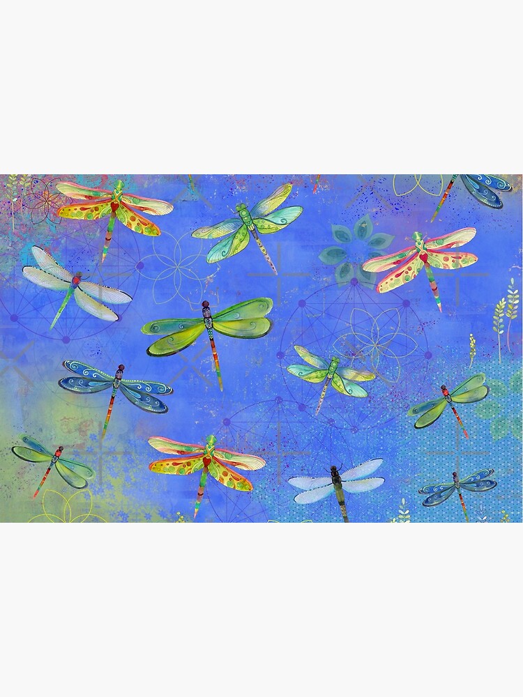 Thumbnail 6 of 6, Bath Mat, Dragonfly Boho Watercolor designed and sold by suezart.