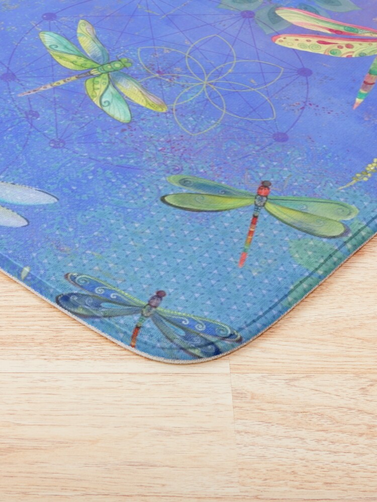 Thumbnail 3 of 6, Bath Mat, Dragonfly Boho Watercolor designed and sold by suezart.