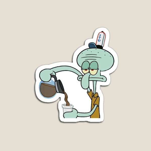 Squidward Getting Coffee Magnet