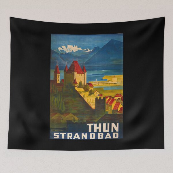 Item preview, retro classic Strandbad Thun poster designed and sold by CorasPosters.