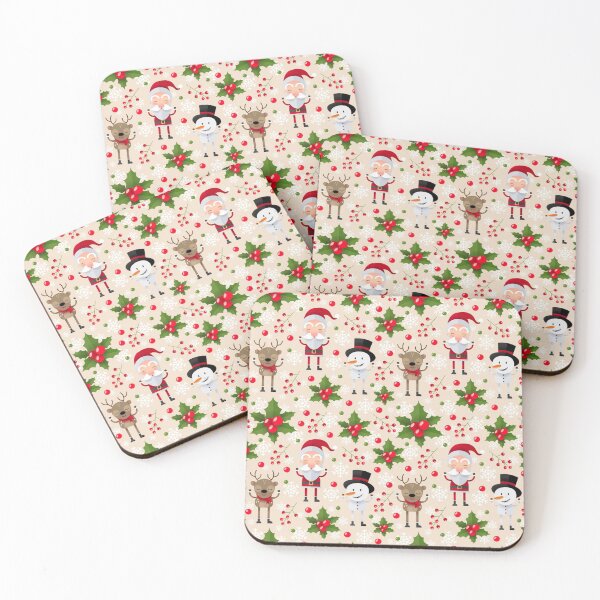 Item preview, Christmas Snowman Reindeer Santa Holly Snowflakes Berries T76 designed and sold by MrRoccoBlue.