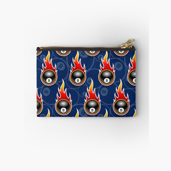 Item preview, Billiards Black 8 Ball 8-Ball Pocket Pool Snooker Flaming Fire Falling Hot Rod Flames Dark Blue designed and sold by Draculaura2009.