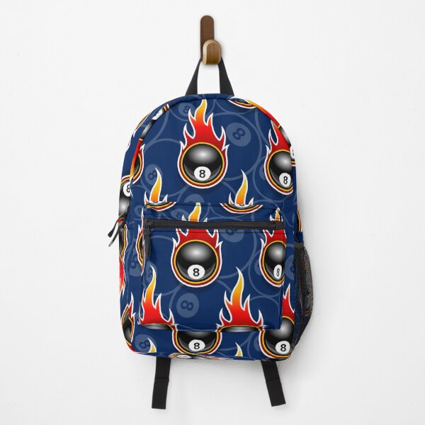 Item preview, Billiards Black 8 Ball 8-Ball Pocket Pool Snooker Flaming Fire Falling Hot Rod Flames Dark Blue designed and sold by Draculaura2009.