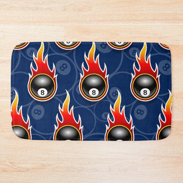 Item preview, Billiards Black 8 Ball 8-Ball Pocket Pool Snooker Flaming Fire Falling Hot Rod Flames Dark Blue designed and sold by Draculaura2009.
