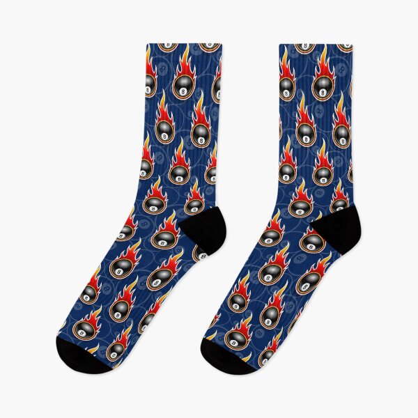 Item preview, Billiards Black 8 Ball 8-Ball Pocket Pool Snooker Flaming Fire Falling Hot Rod Flames Dark Blue designed and sold by Draculaura2009.