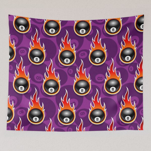 Item preview, Billiards Black 8 Ball 8-Ball Pocket Pool Snooker Flaming Fire Falling Hot Rod Flames Dark Blue designed and sold by Draculaura2009.