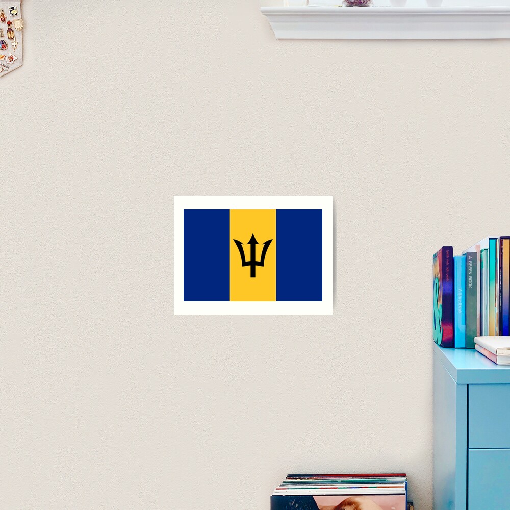 Flag Of Barbados Trident Of Neptune Art Print For Sale By Pdgraphics Redbubble