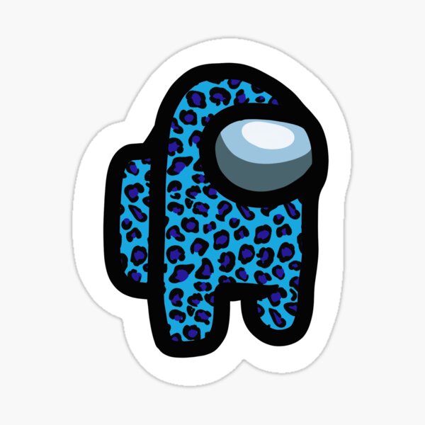 blue cheetah leopard print among us sticker sticker by laurennna redbubble