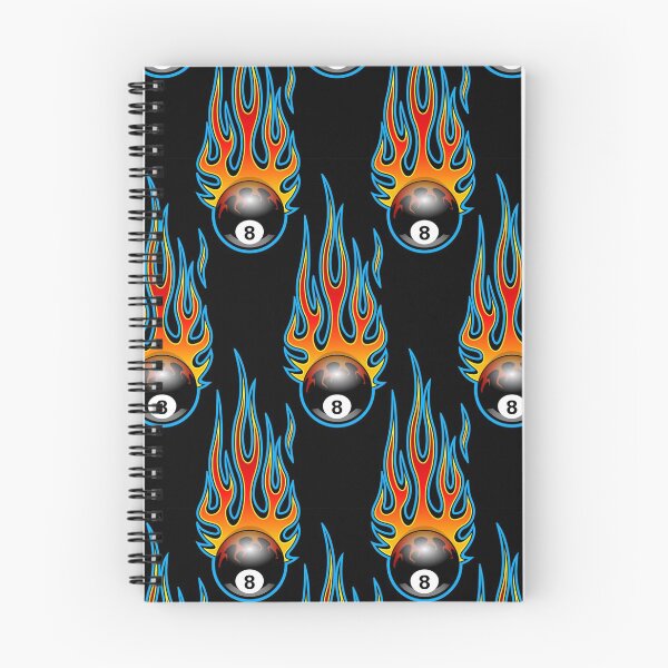 Item preview, Billiards Black 8 Ball 8-Ball Pocket Pool Snooker Flaming Fire Falling Hot Rod Flames Dark Blue designed and sold by Draculaura2009.