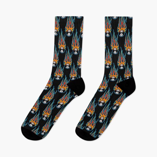 Item preview, Billiards Black 8 Ball 8-Ball Pocket Pool Snooker Flaming Fire Falling Hot Rod Flames Dark Blue designed and sold by Draculaura2009.