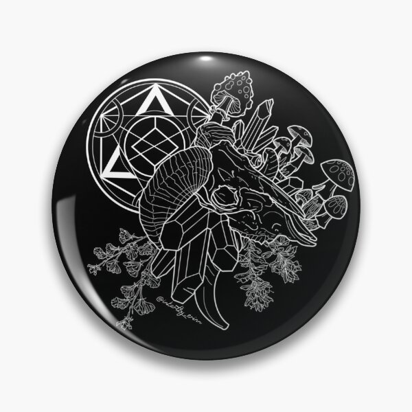 Item preview, Ram skull, flowers, crystals, mushrooms and sacred geometry  designed and sold by Inkartby-Erinn.