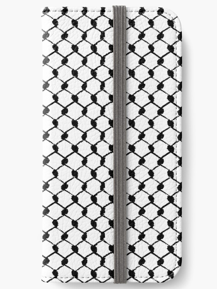 Palestinian Hatta Kufiya Folk Pattern #2-Black, Palestine Arabic  Traditional Keffiyeh Design | Spiral Notebook