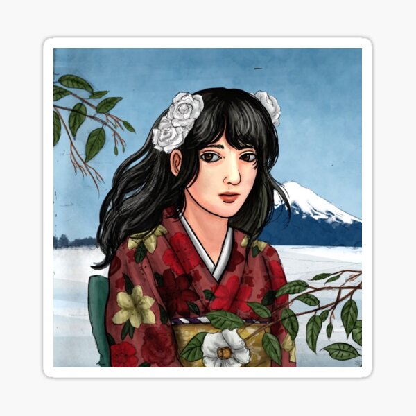 Girl in Kimono Sticker