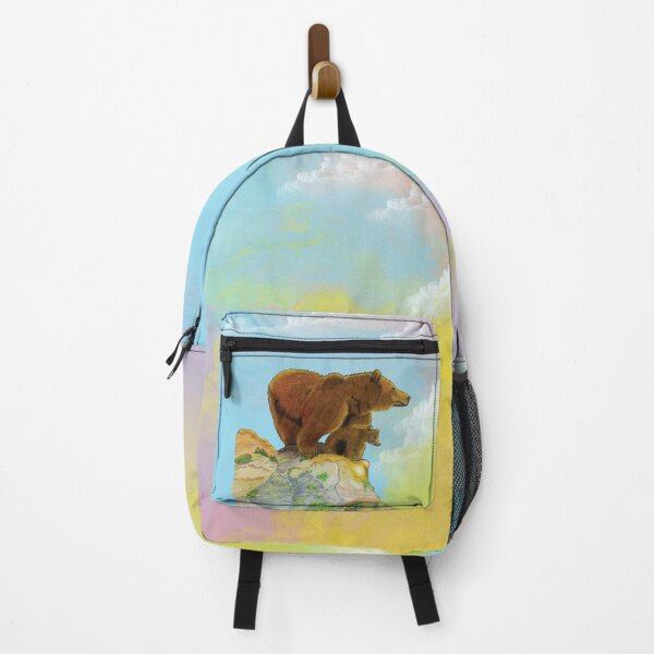 Item preview, Grizzly momma bear and cub standing on a rock looking the forest designed and sold by Brushes with Nature.