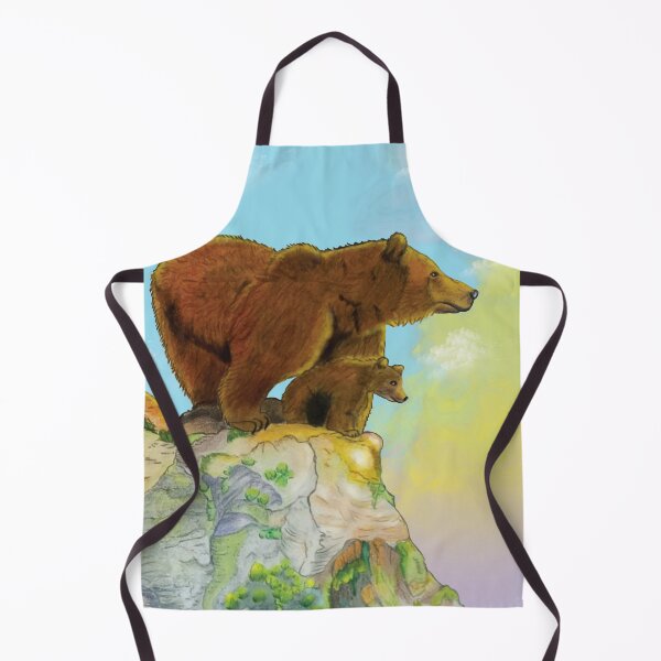 Item preview, Grizzly momma bear and cub standing on a rock looking the forest designed and sold by Brushes with Nature.