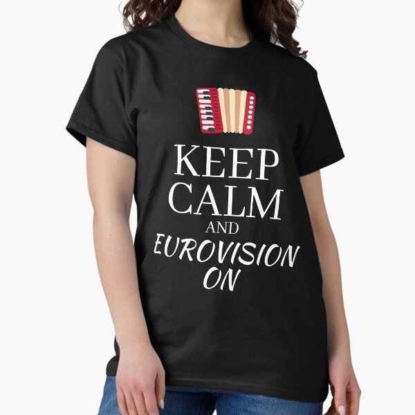 Artikel-Vorschau von Keep Calm und Eurovision On - Akkordeon - Weiß - Original von Boo-da-chay, designt und verkauft von Boo-da-chay.