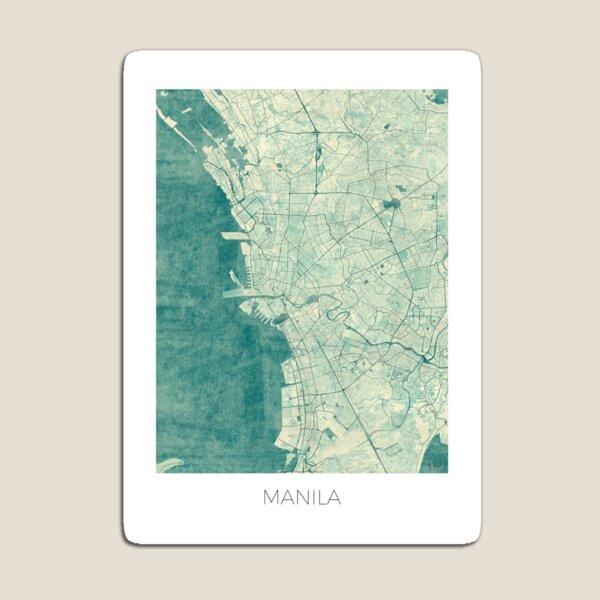 Manila Map Blue Vintage Magnet