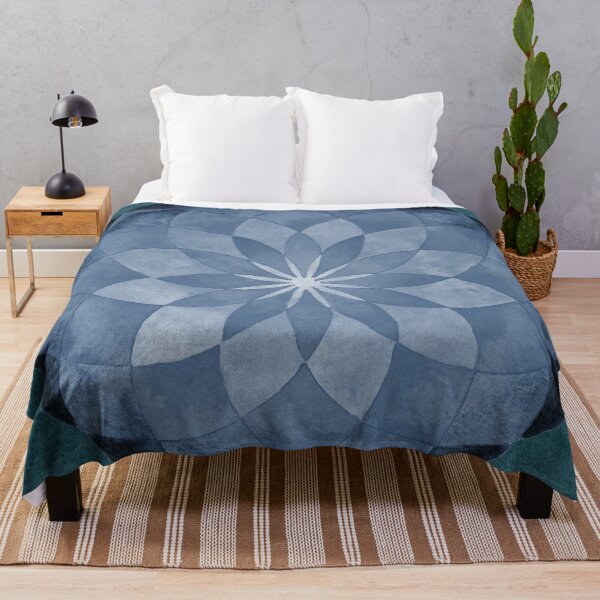 Item preview, Watercolor Sacred Geometry Flower Mandala . Blue . designed and sold by maruwatercolor.
