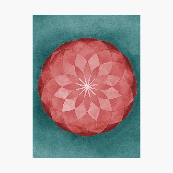 Item preview, Watercolor Sacred Geometry Flower Mandala . Red .  designed and sold by maruwatercolor.