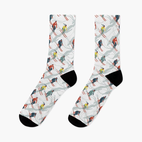 Item preview, Mid Century Retro Ski Trails in Red, Teal and Yellow designed and sold by vinpauld.