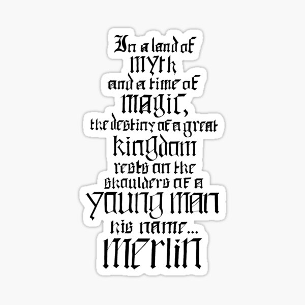 In a Land of Myth... Merlin (black) Sticker
