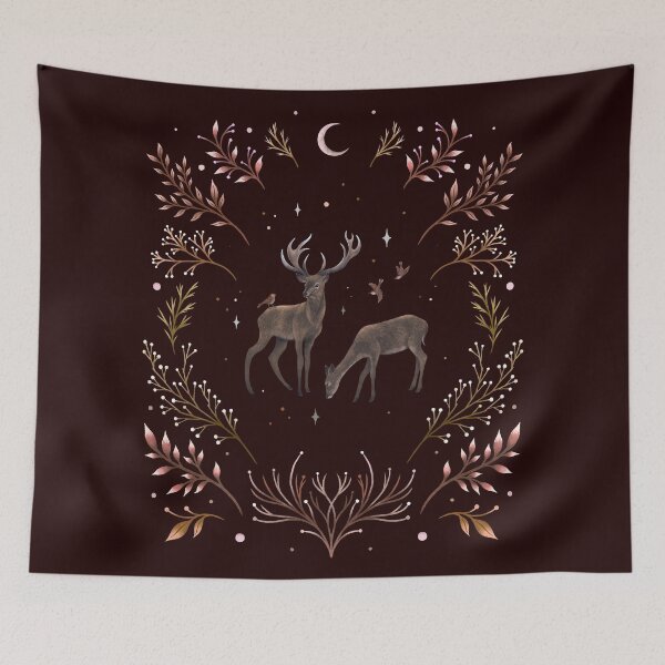Item preview, Deers in the Moonlight - Chocolate Brown designed and sold by episodicDrawing.