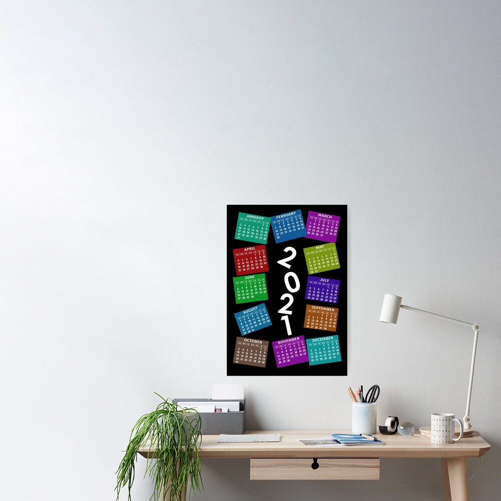 "2021 Calendar Crazy Modern Colorful Style" Poster by Tromboo Redbubble