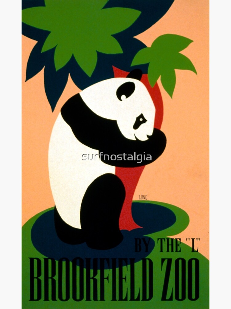 "Panda Bear Hugging a Tree 1936 Vintage Brookfield Zoo Poster