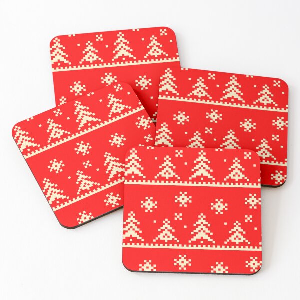 Artikelvorschau, Ugly Christmas Sweater, tree patterns, red background entworfen und verkauft von Patternsonly.