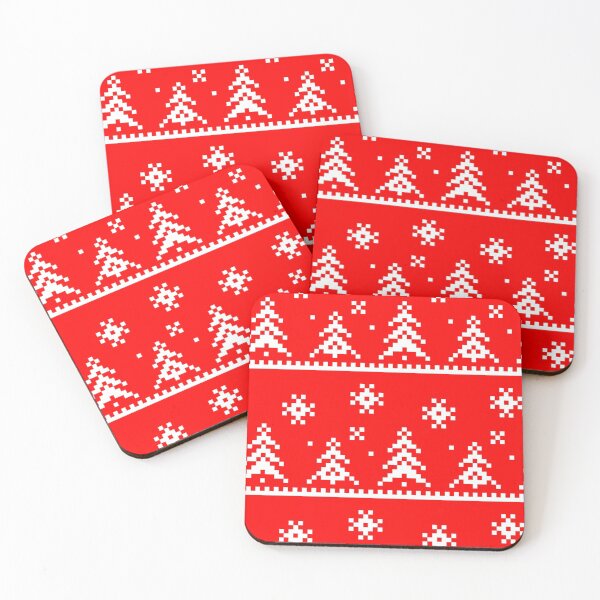 Item preview, Ugly Christmas Sweater, tree patterns, red background designed and sold by Patternsonly.
