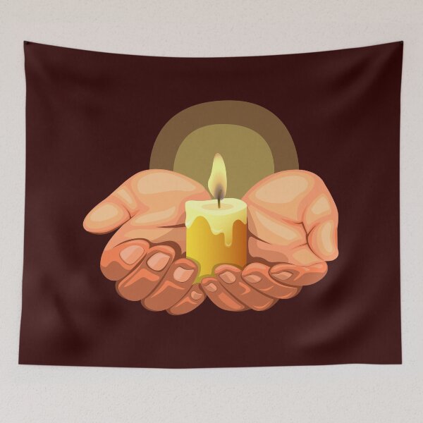 Item preview, Hand hold candle light symbol for hope concept in realistic cartoon illustration designed and sold by aryoyo.