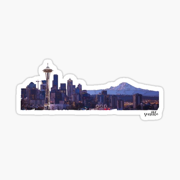 Seattle Skyline Space Needle 12th Art Wall Clock by Olechka