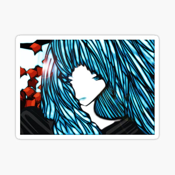 Blue Hair Fall Day Sticker