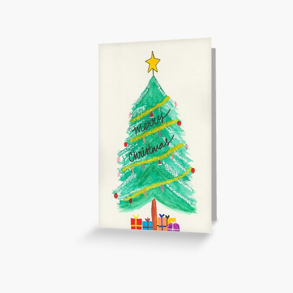 Illustrated Christmas tree design Greeting Card