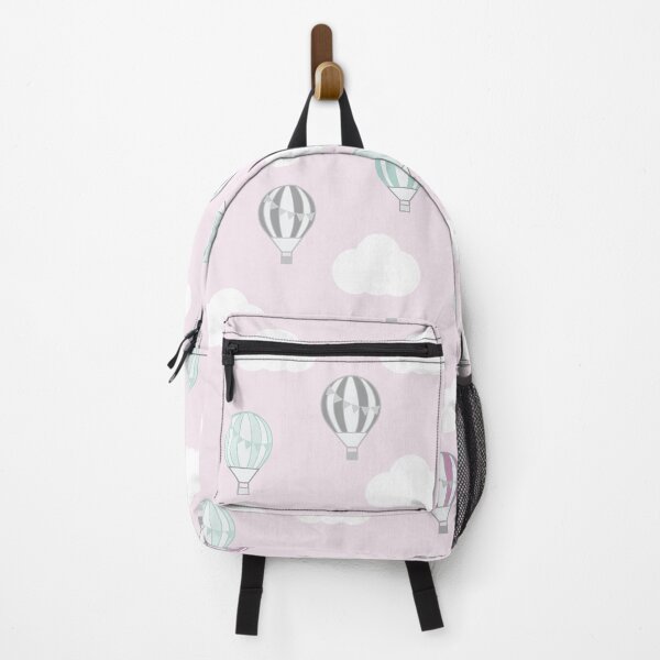 Item preview, Pale Pink with Pastel Coloured Hot Air Balloons and White Clouds Design designed and sold by shadowbright.