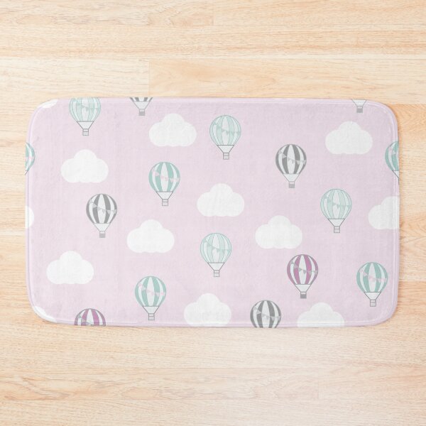 Item preview, Pale Pink with Pastel Coloured Hot Air Balloons and White Clouds Design designed and sold by shadowbright.