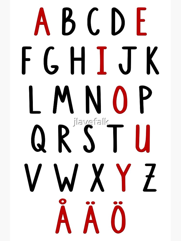 "Swedish Alphabet - Red/Black" Poster By Jlavefalk | Redbubble