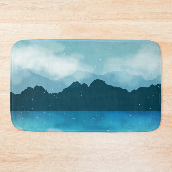 Item preview, Illustrated Sky Blue lake and mountain and moonlight designed and sold by Fiona Shorts.
