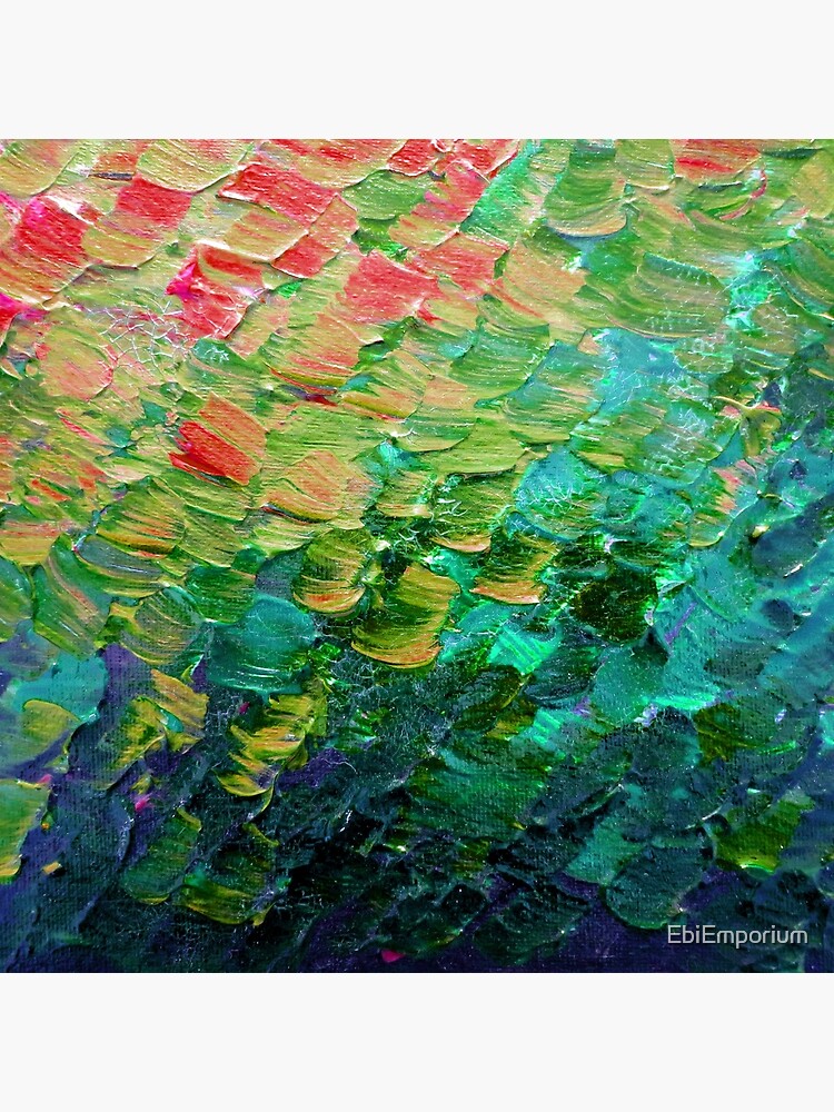 MERMAID SCALES 4 Rainbow Colorful Ombre Ocean Waves Abstract Acrylic Impasto Painting Teal GreenArt by EbiEmporium