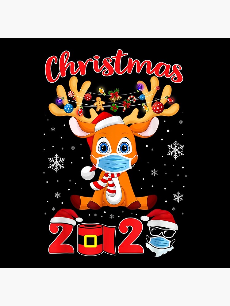 "Funny Christmas 2020 Reindeer Mask Matching Pajama Idea " Poster for