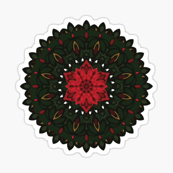 Poinsettia Wreath (Classic Version) Sticker